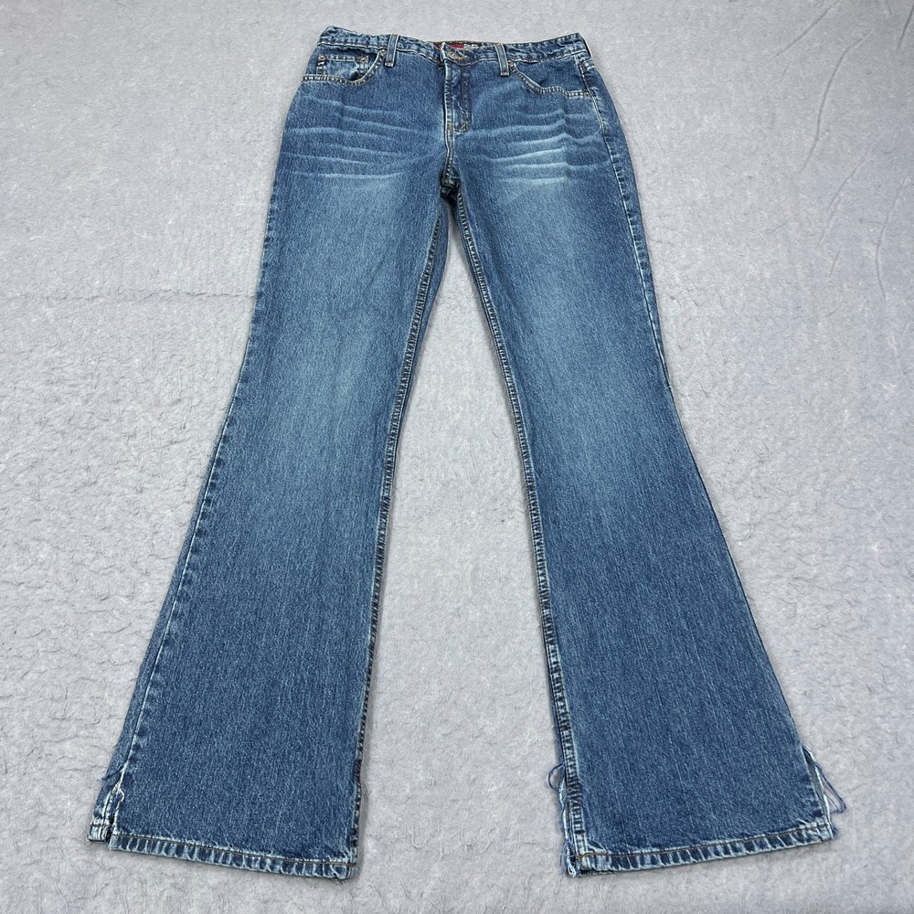 VTG Aeropostale Jeans Womens 10 Blue Denim Mid Rise Flare‎ Boot Stretch Boho Y2K